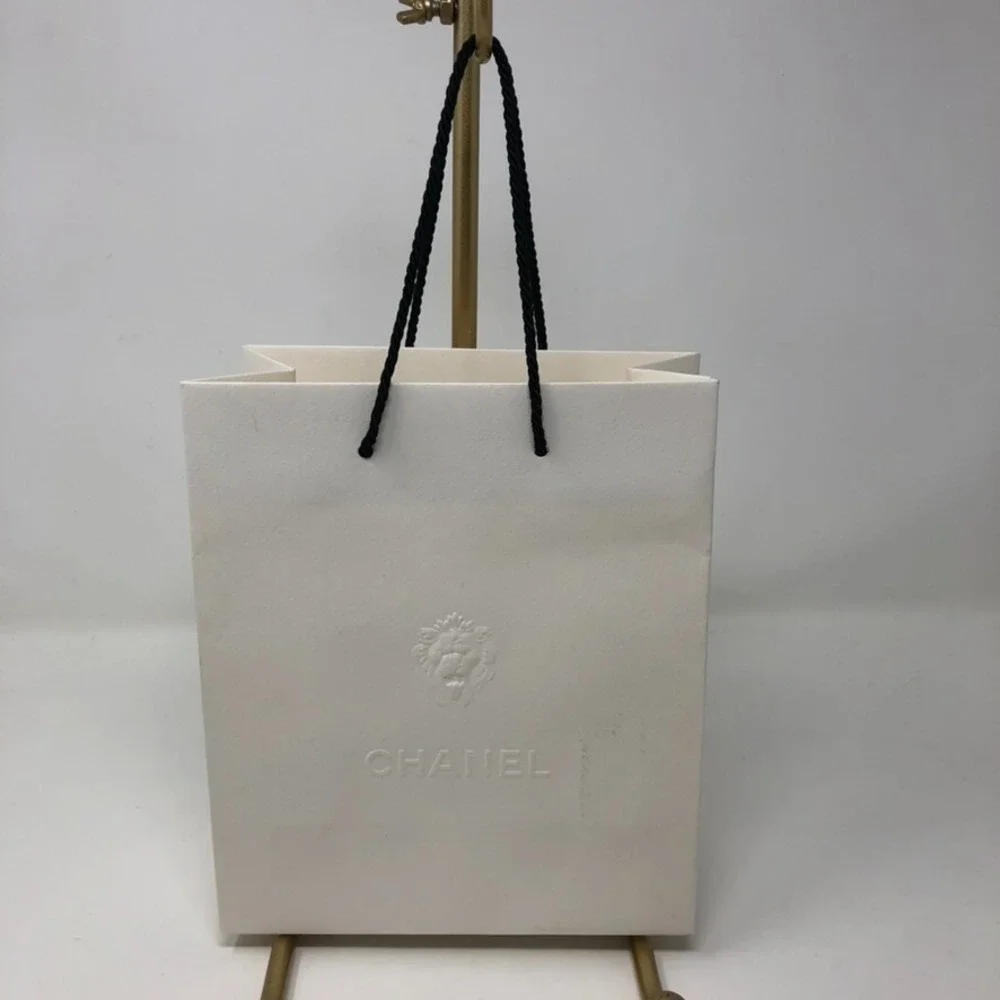 Authentic Chanel Gift Bag Shopping Small White Ribbon Flower Travel Storage